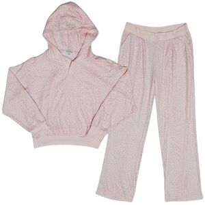 PJ Salvage Pajama Set Hooded Top/Pants Medium Blush Pink Loungewear NWT 💕